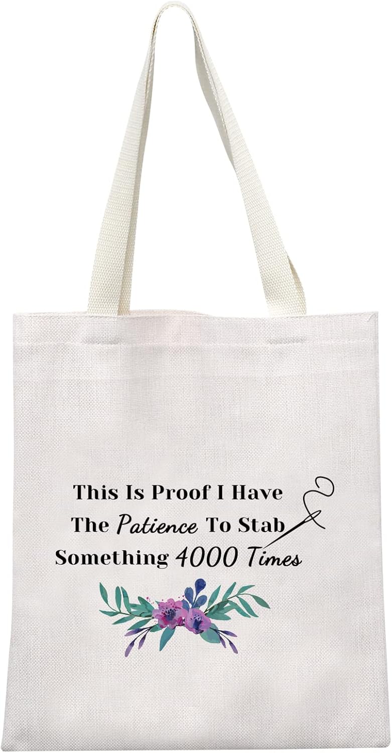 GJTIM Cross Stitch Gift Cross Stitch Project Bag This Is Proof I Stab Something 4000 Times Sewing Project Bag - Image 1